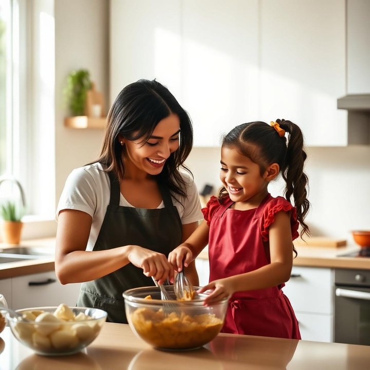 Cocinen juntos: mamá e hija